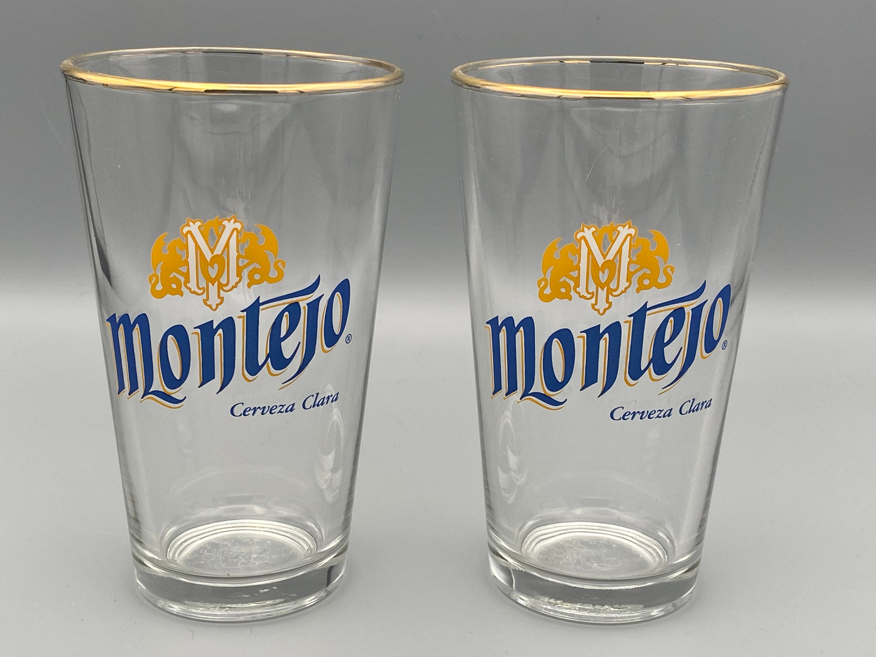 Buy Pair of Montejo Cerveza Mexican Lager Beer Pint Glasses Gold Online in  India - Etsy