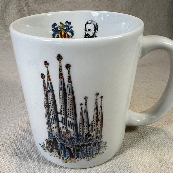 Vintage Antoni Gaudi Temple Sagrada Familia Coffee Mug Barcelona Catalonia España Spain