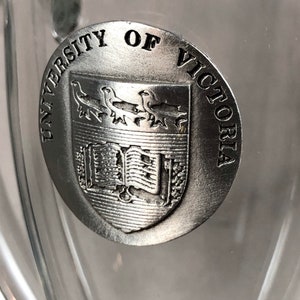 University of Victoria Beer Glass Mug with Pewter Crest | British Columbia Canada