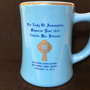 Vintage Catholic War Veterans Mug Our Lady of Assumption New Jersey | Military Armed Forces VFW | Buntingware