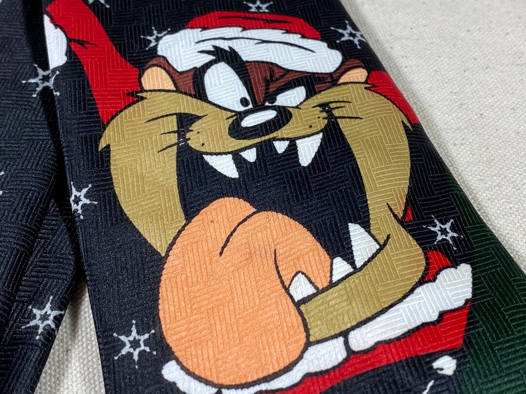 Vintage Looney Tunes Taz Santa Claus Necktie Warner Brothers Etsy