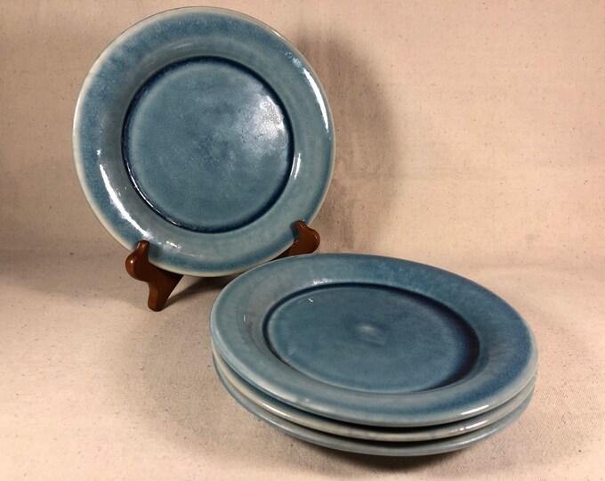 Jars Pottery France Blue Crackle Glaze Salad Plates French Etsy