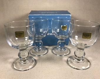 Vintage Luminarc &quot;Boutique&quot; French Cordial Liqueur Stemmed Glasses France | SET of 4 in Box | NEW Old Stock