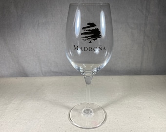 Madrona Vineyards Fine Crystal Wine Glass Black Logo Placerville El Dorado County California