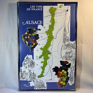 Vintage Framed Original French Wine Poster “Les Vins de France” | Alsace Region | Comité National des Vins de France | SOPEXA Paris