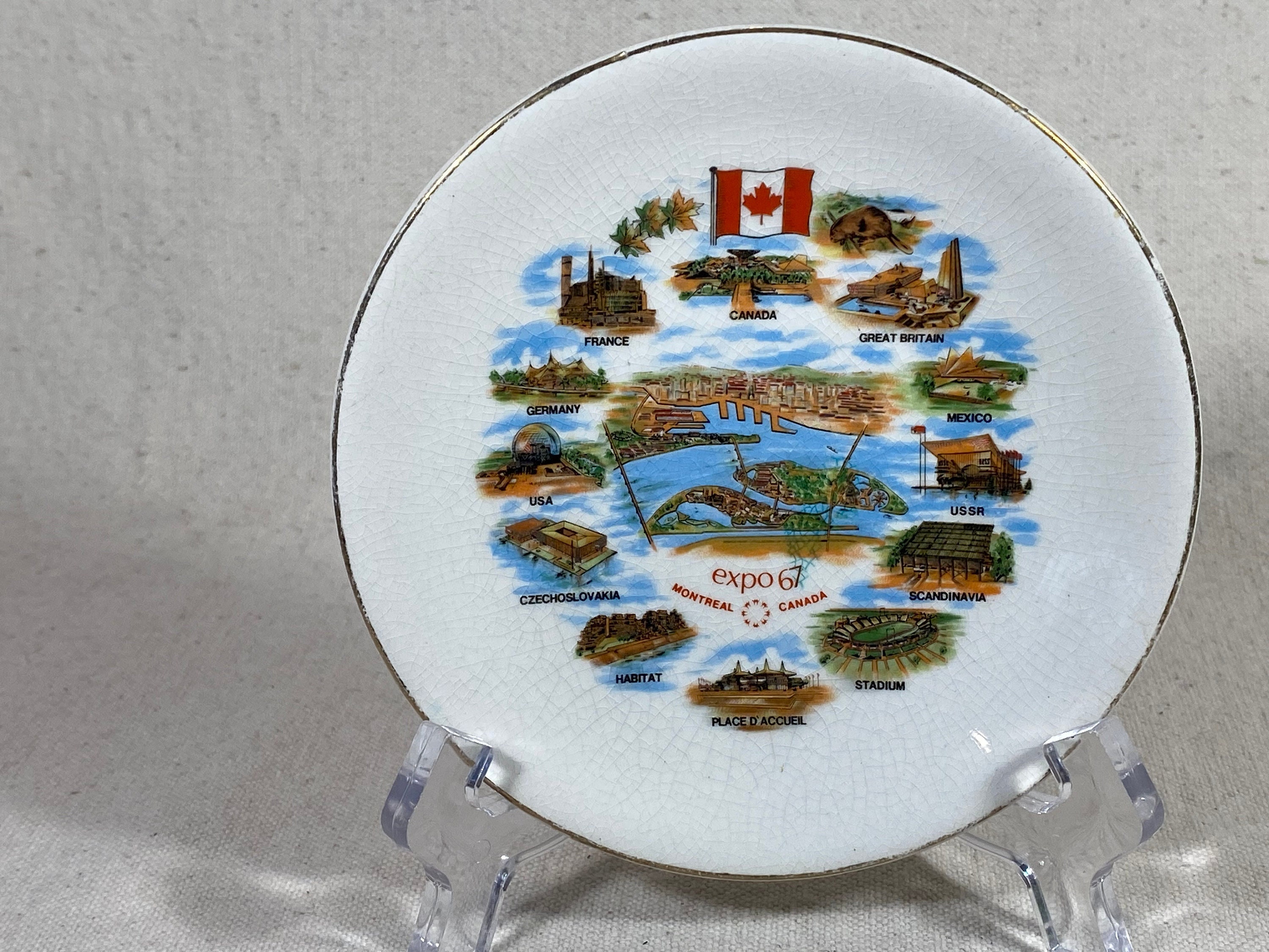 1999 Memorial Plate 陶器プレート Vintage Expo '67 Montreal Souvenir Plate | Canada World's Fair