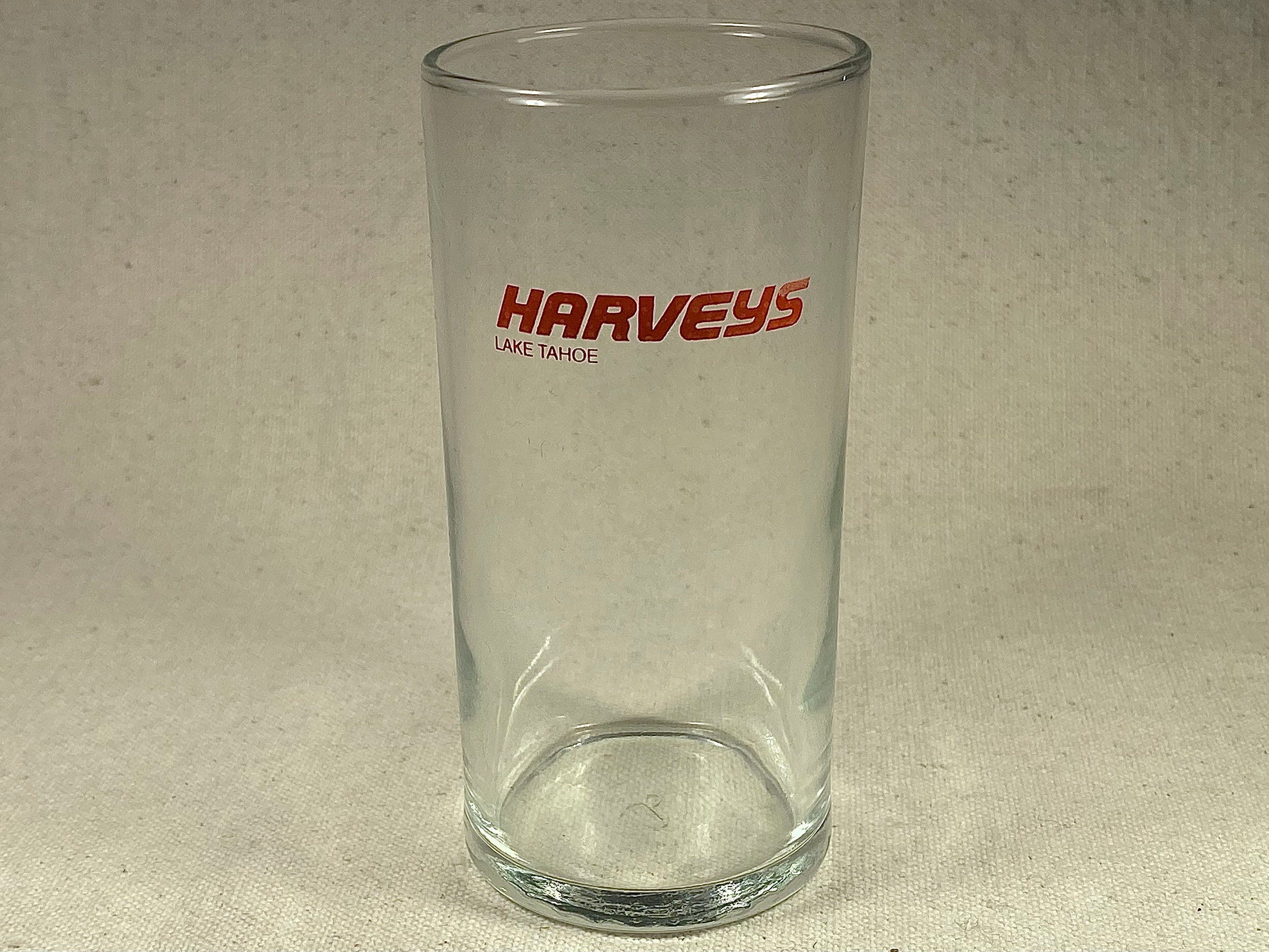 Vintage Harvey's Lake Tahoe Collins Cocktail Glass Zombie Highball MCM Retro Rat Pack Nevada Casino