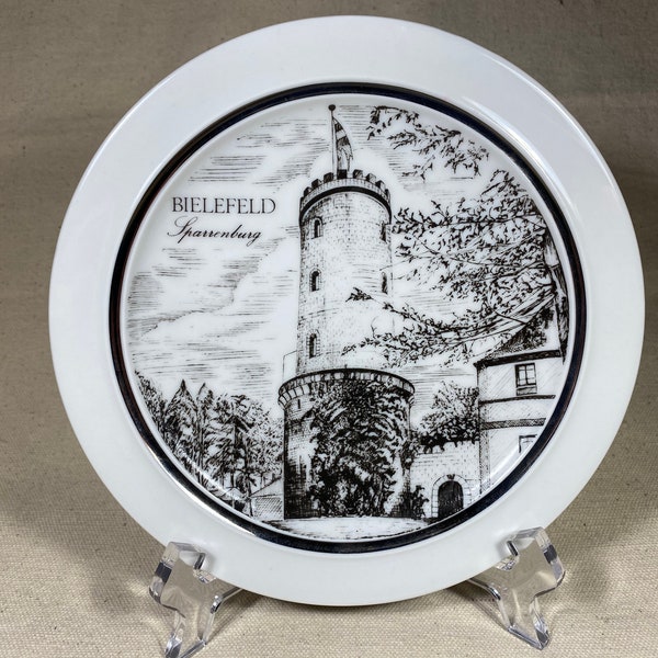 Bielefeld Sparrenberg Castle Germany Collectible Porcelain Plate Kerfina Gold Band Royal KPM Porzellan Bavaria