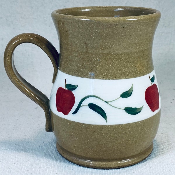 Vintage Mill Creek Stoneware Mug Coshocton Ohio Studio Pottery Apples Sharon Blum Design