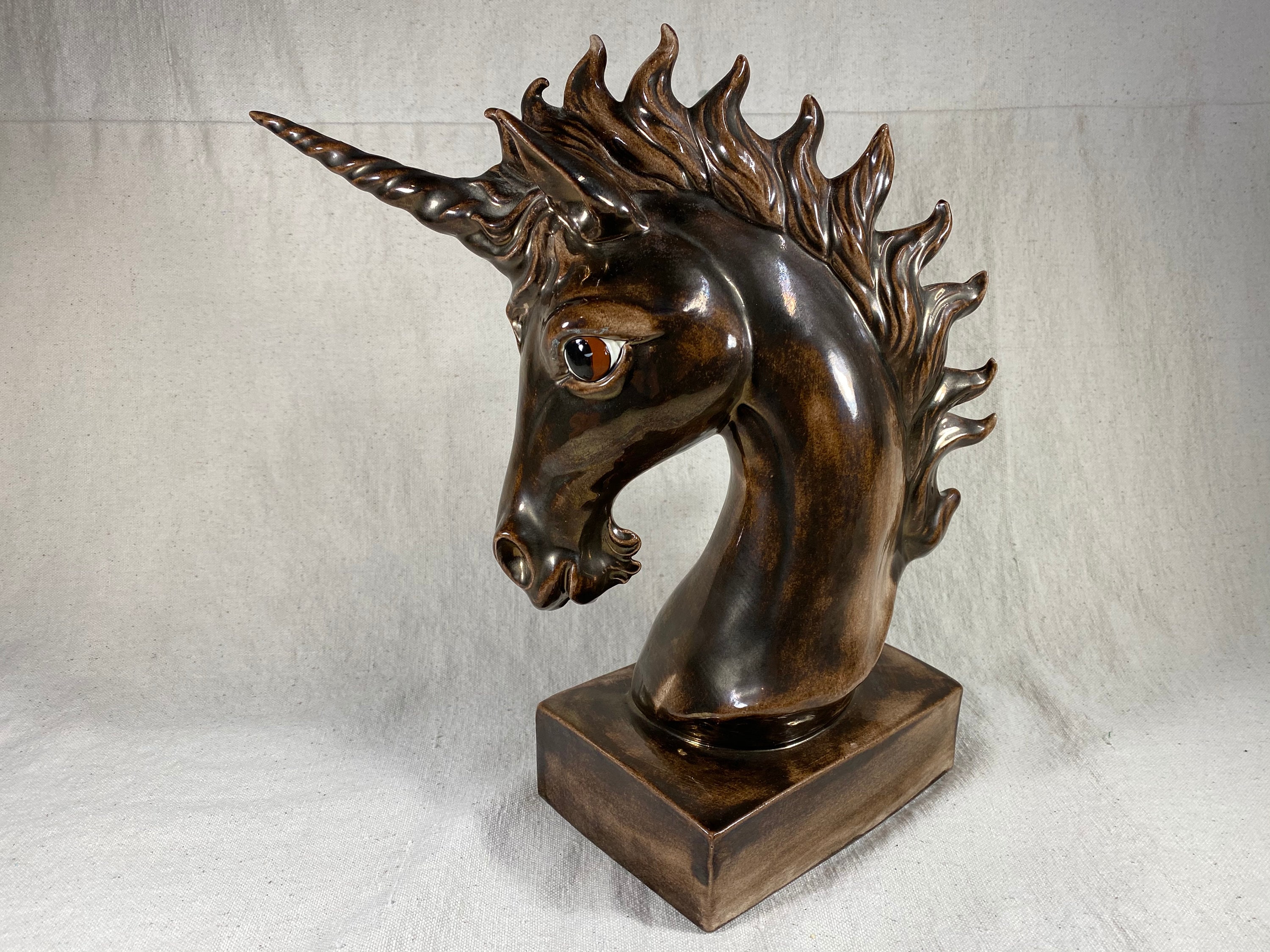 Vintage Handpainted Ceramic Unicorn Head Statue Bust Etsy