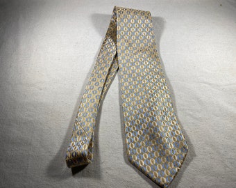 Ike Behar Oval Bubble Pattern All-Silk Textured Necktie Blue Gold Business Attire Hand-Sewn Men’s Tie