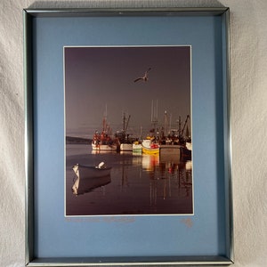 Vintage Framed Port-aux-Choix Newfoundland Signed Photo by Don Lane | Canada Landscape Photography Sailboats Boats Nautical Decor 1983