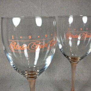 Vintage California State Fair Gala 1991 Pair of Luminarc Pink Stem Wine Glasses Made in France | Sacramento