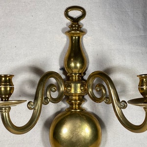 Beautiful Vintage Solid Brass Ornate Double Candle Wall Sconce Chippendale Colonial Bohemian Rococo