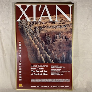 Tomb Treasures from China: The Buried Art of Ancient Xi’an | Framed Vintage Exhibition Poster Asian Art Museum San Francisco 1994 Chinese