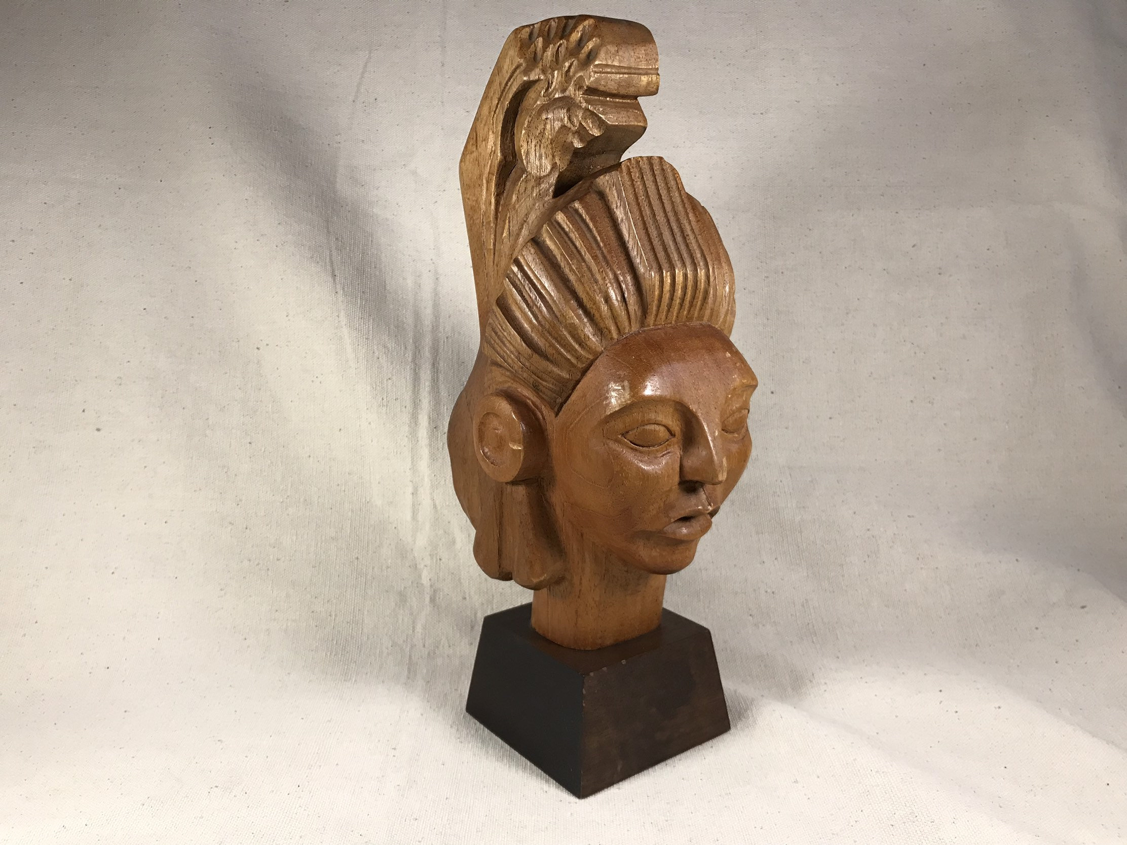 Vintage José Pinal Hand-Carved Mahogany Aztec Scupture Bust | Etsy