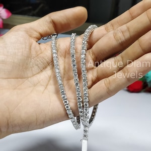 22.75 CT Moissanite Tennis Necklace | 14 KT White Gold Necklace | Wedding Necklace | Bridal Necklace | 21 Inch Necklace | Anniversary Gifts