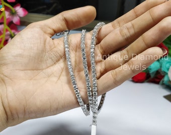 Collar de tenis de moissanita de 22,75 quilates: collar nupcial de oro blanco de 14 quilates, 21 pulgadas