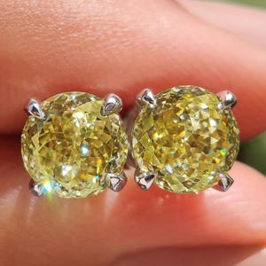 2.50 TCW Canary Yellow Portuguese Cut Moissanite Earrings, Stud Earrings, Screw Backs, Wedding Earrings, Daily Wear Earrings, Gift For Her