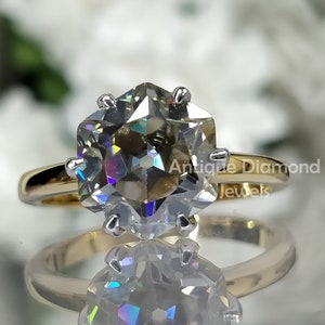 2.00 Ct Hexagon OEC Cut 14 K Yellow Gold Moissanite Solitaire Engagement Ring, Gift For her