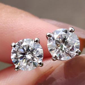 6.00 MM Round Cut Colorless Moissanite Earrings, Stud Earrings, Wedding Earrings, Earrings For Gift, Screw Back/ Push Back, Anniversary Gift