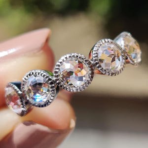 Antique Rose Cut Band, Flower Cut Moissanite Wedding Band, Five Stone Ring, Milgrain Bezel Band, Anniversary Band for Women, Gifts for Women