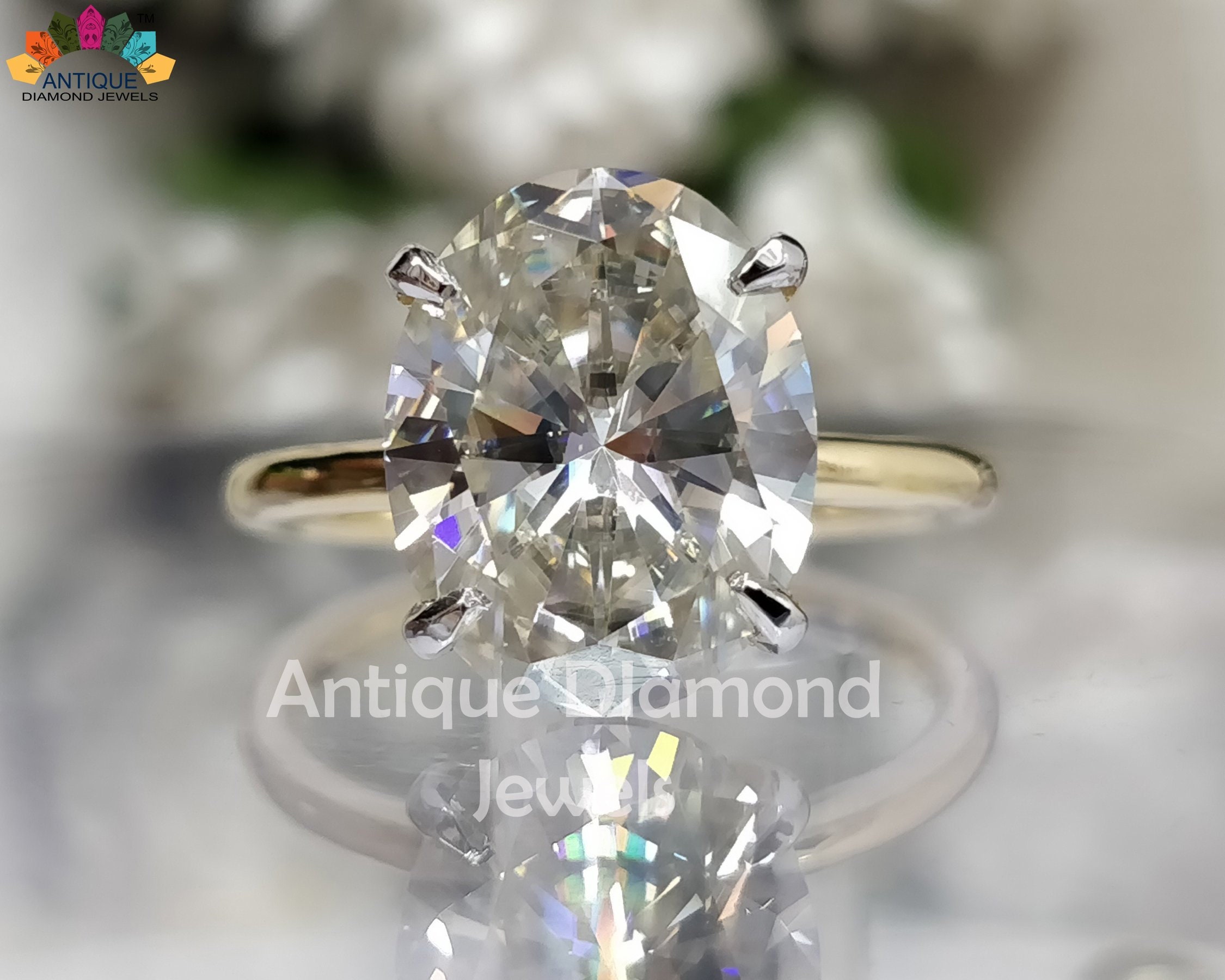 Colorless moissanite store ring