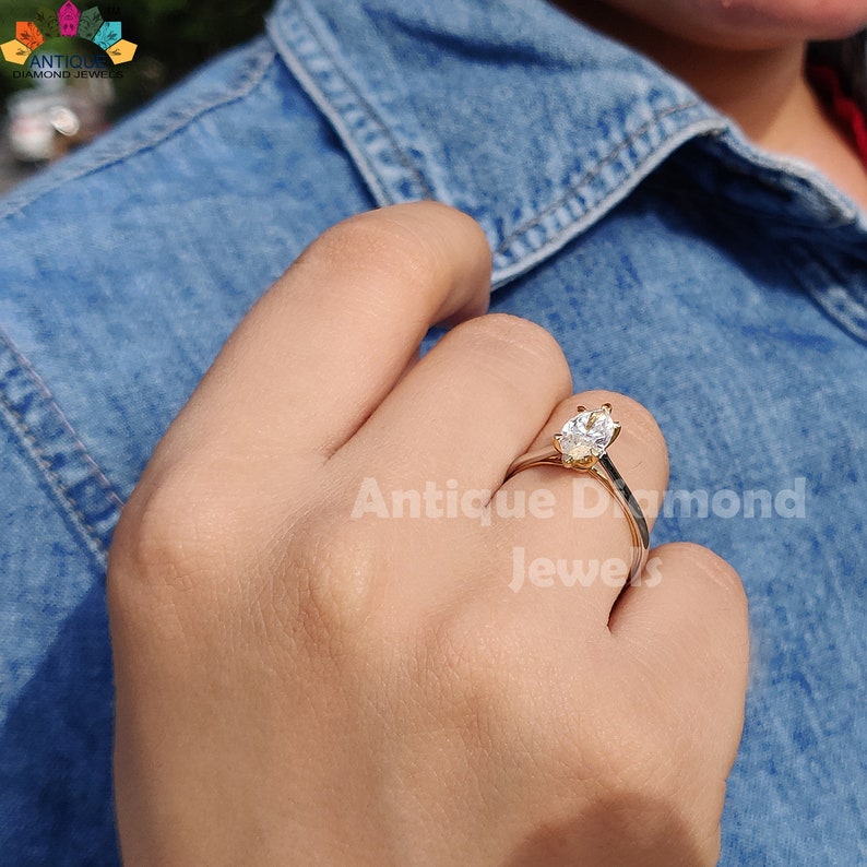 Wedding Ring Anniversary 14K Solid Gold Ring 1.02 CT Marquise Colorless Moissanite Solitaire Ring Two-Tone Ring Engagement Ring