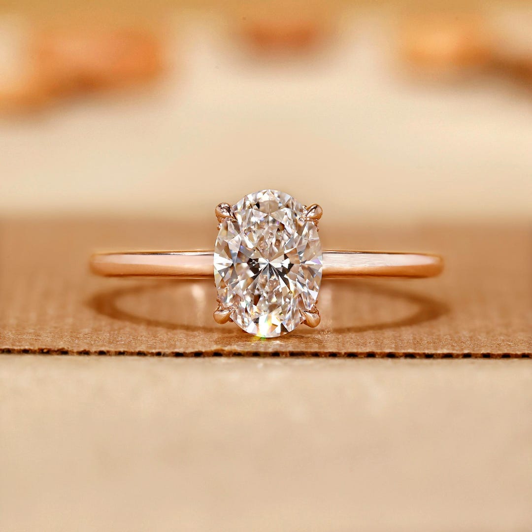 Hidden Halo Oval Engagement Ring, IGI Certified Lab Created Diamond ...