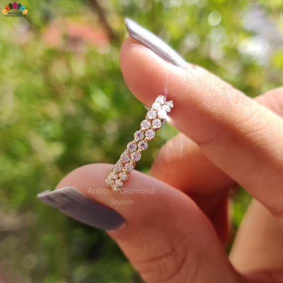 Buy Two Matching Moissanite Wedding Bands 1.50 MM Round Floating