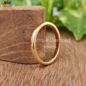 14k Solid Yellow Gold Band 2.50 MM | PLAIN | High Polished Rounded and Comfort Fit | Men&#39;s Women&#39;s Wedding Ring Simple | Anniversary Gift