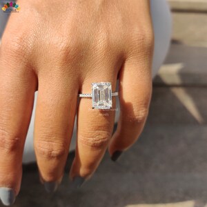 5ct emerald cut moissanite engagement ring