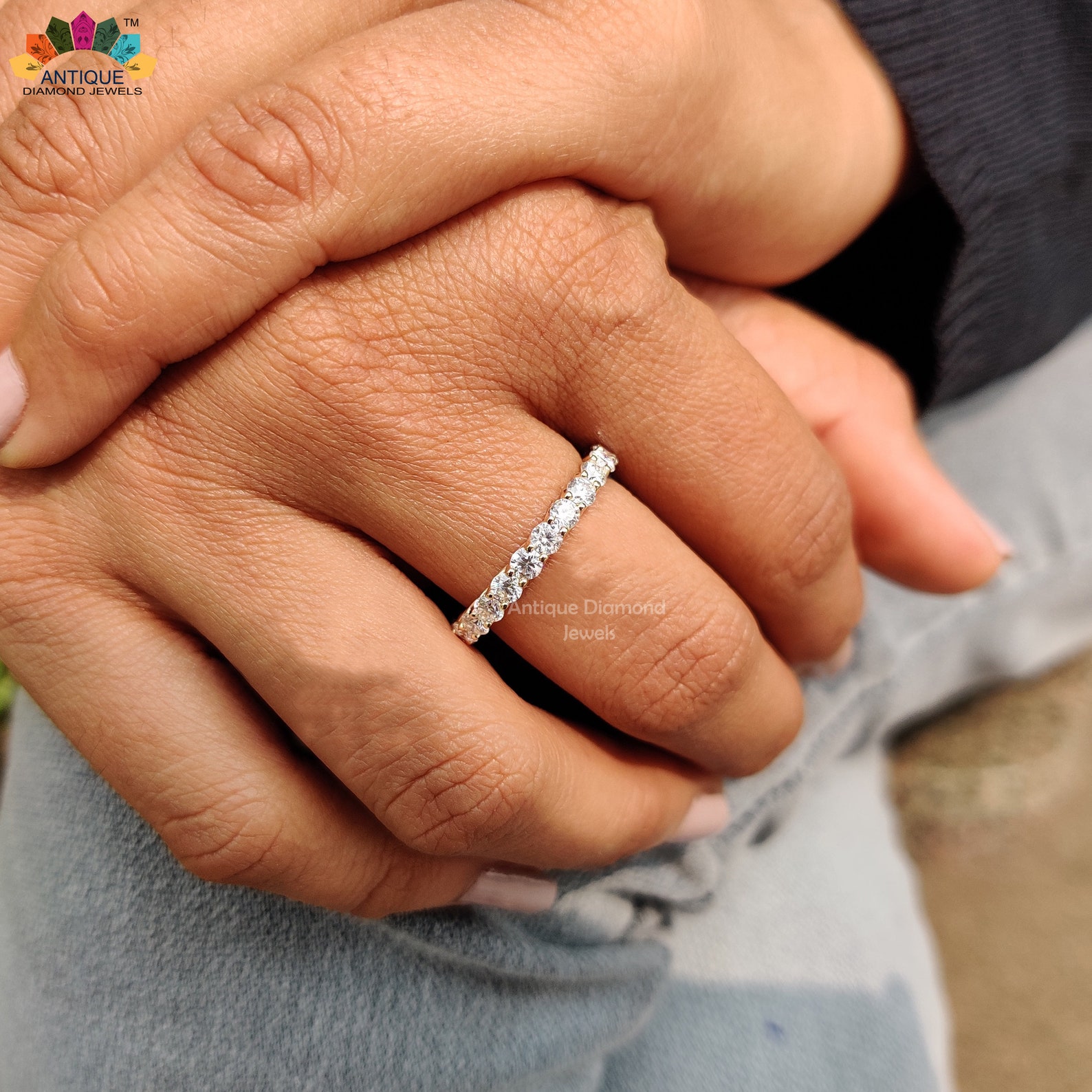 Moissanite Eternity Band 2.80 MM Round Colorless Moissanite Etsy