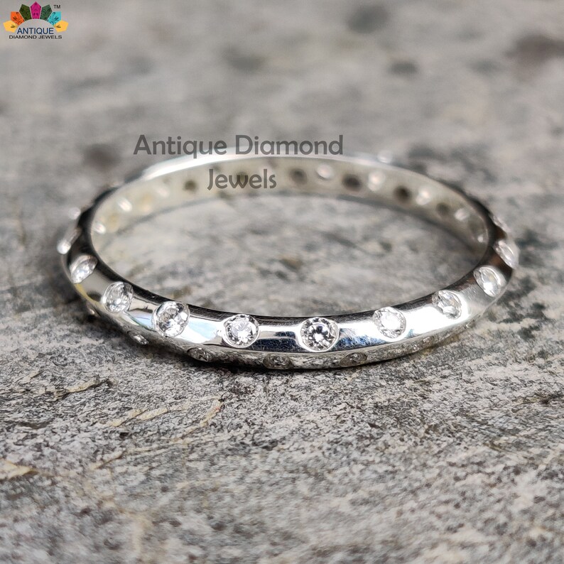 Knife Edge Band Round Colorless Moissanite Wedding Band Etsy