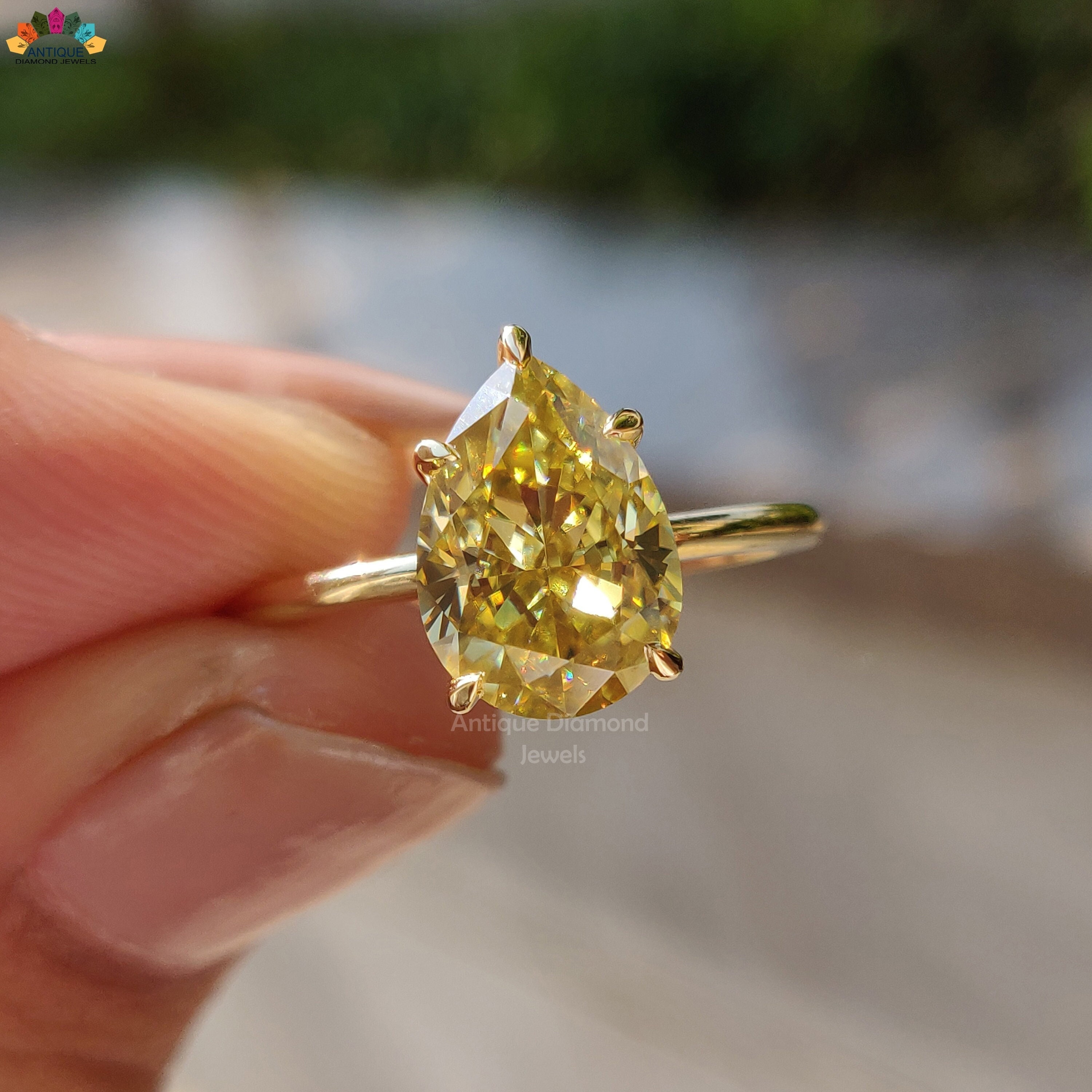 Awesome Pear Shape 2.20Ct Solitaire Anniversary Ring Solid In 14KT Gold Awesome Pear Shape 2.20Ct Solitaire Anniversary Ring Solid In 14KT Gold