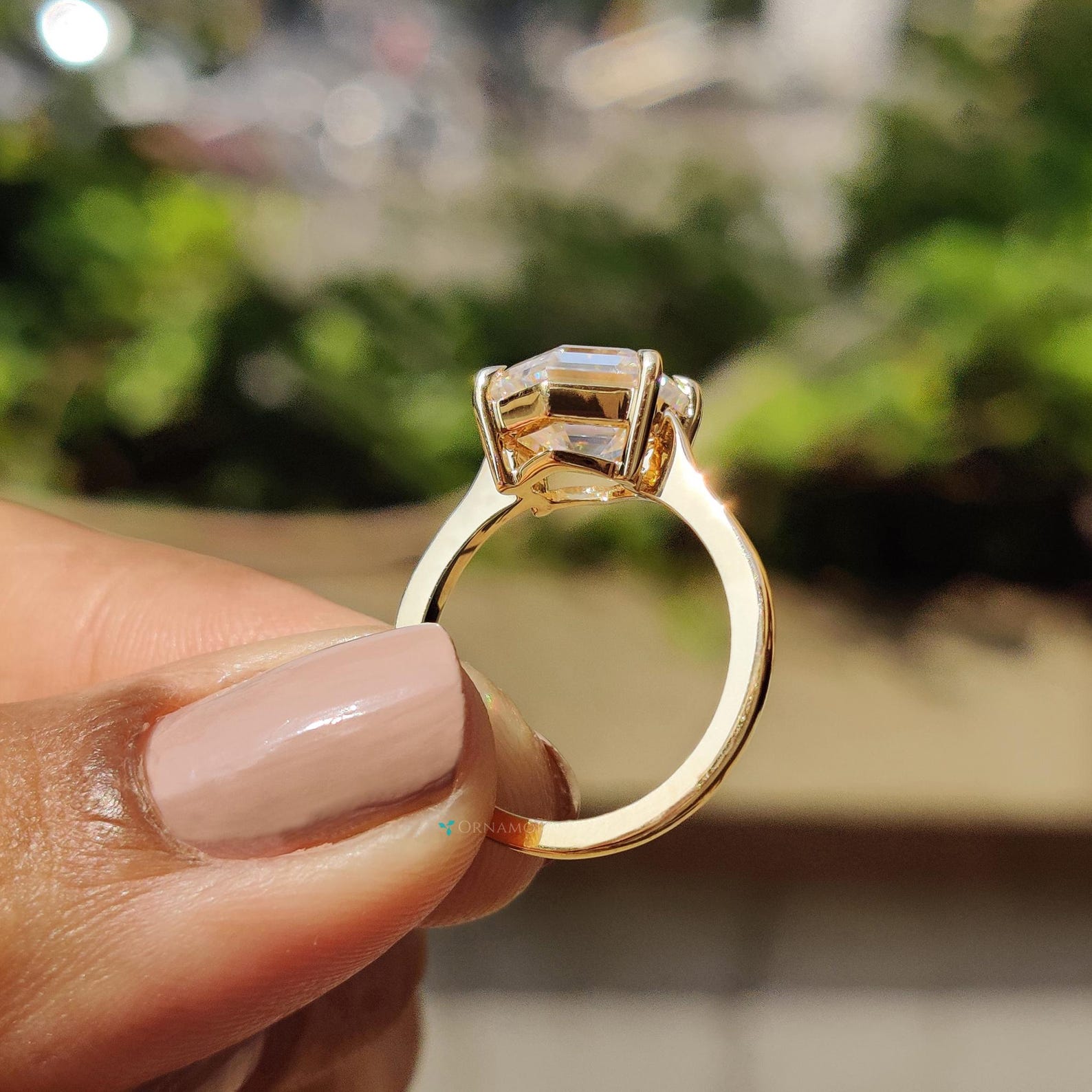 Step Cut Riing 2.60 CT Hexagon Step Cut Moissanite Ring: Antique Claw Prong Engagement ...