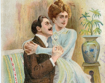 Postal de color antiguo, Eduian Sweetheart Chromolithograph Postal, Vintage Sweetheart, Vintage Valentine Postcard