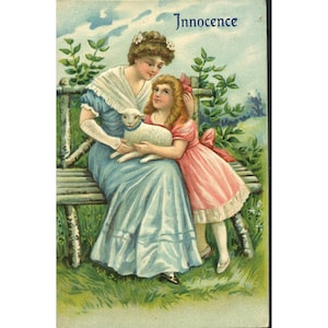 Cartão postal em relevo para mãe e filho 'Inocência'