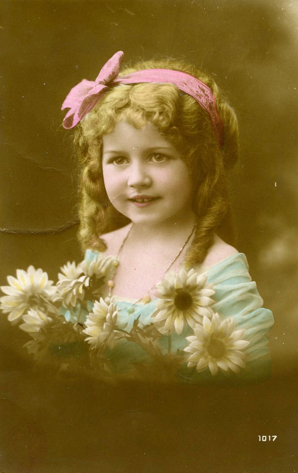 Antique Photography Vintage Photos Children Vintage Real Photograph Postcard Little Girl with Flowers