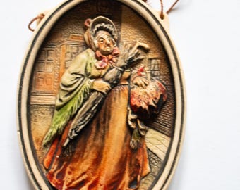 Osborne Ivorex Charles Dickens väggplakett 'Mrs. Sarah Gamp', Vintage Dickens, En julsaga