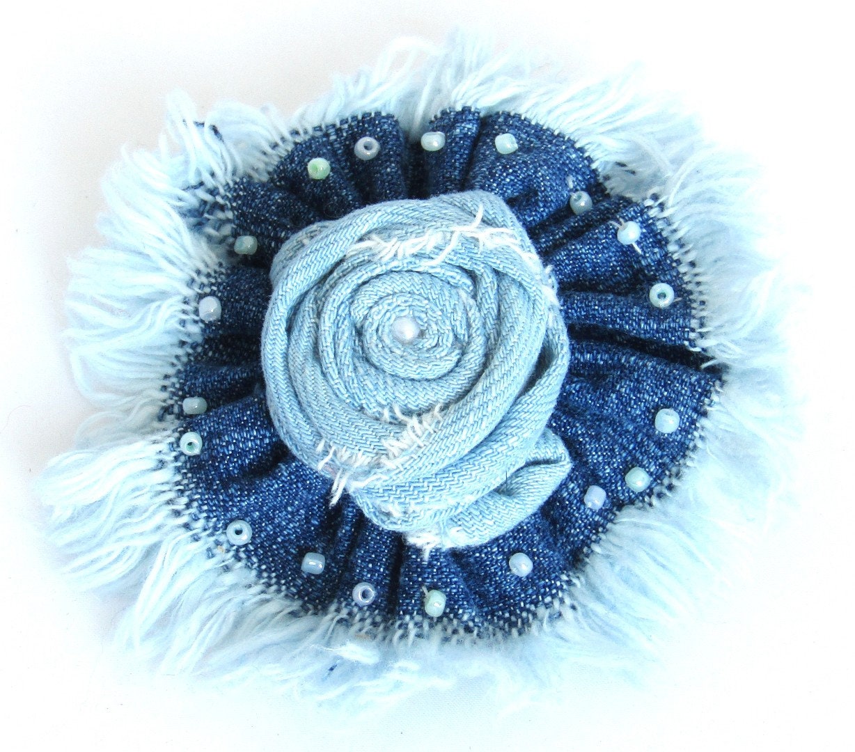 OOAK denim rose brooch Blue denim brooch Flower brooch/pin Etsy