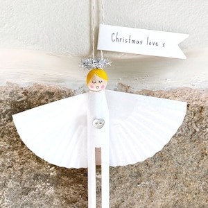 christmas angel decoration / wooden handpainted peg doll