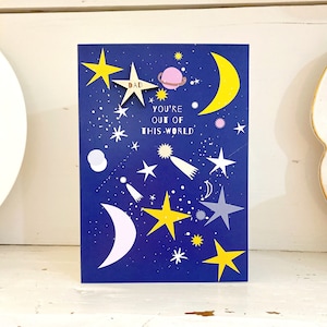 Papà / Festa del papà / Sei fuori dal mondo / stella cadente / Biglietto d'auguri / festeggia / fatto a mano / ricordo / riciclato /