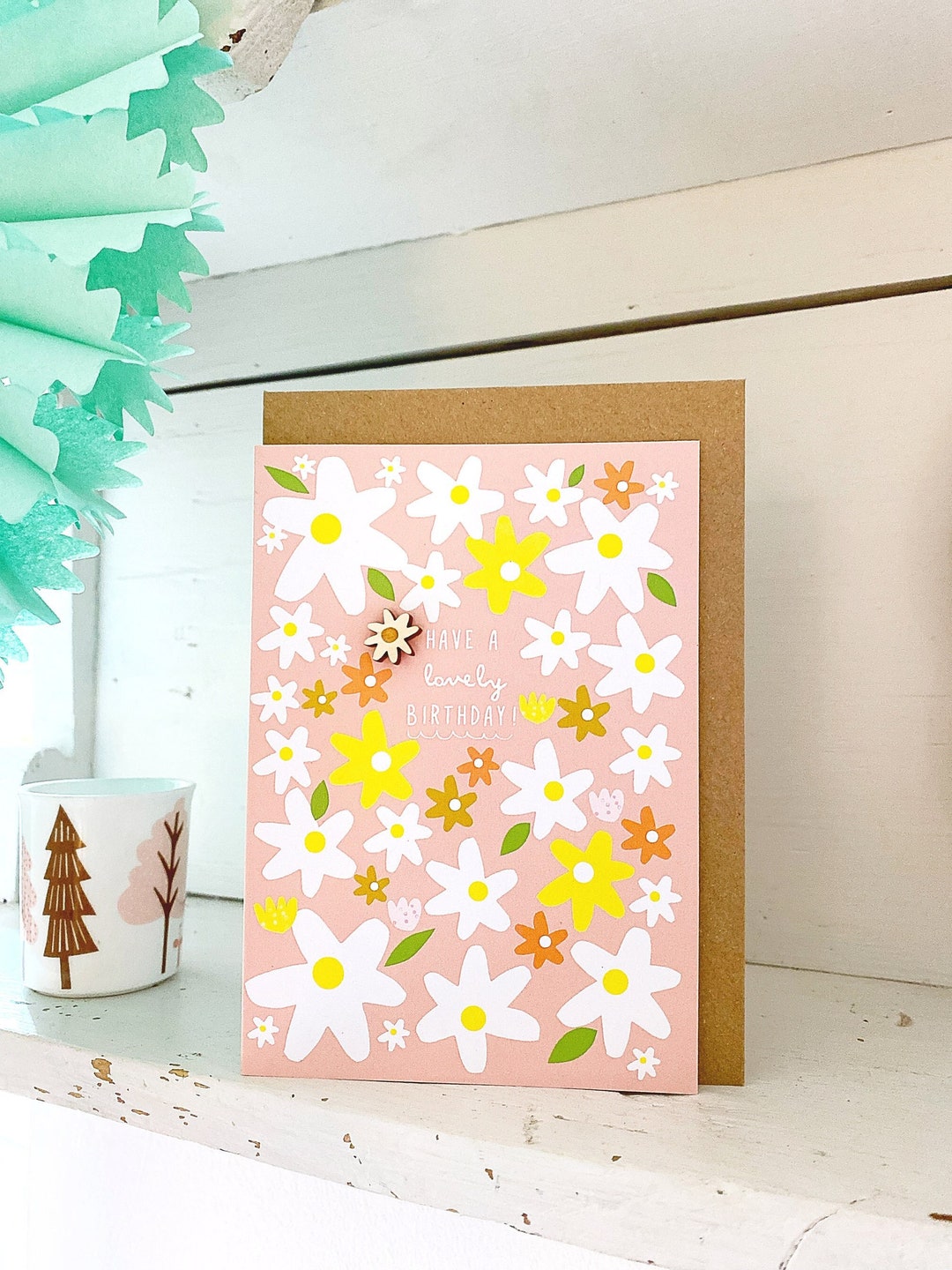 Happy Birthday Daisy Card. Hand Finished Wooden Flower. - Etsy