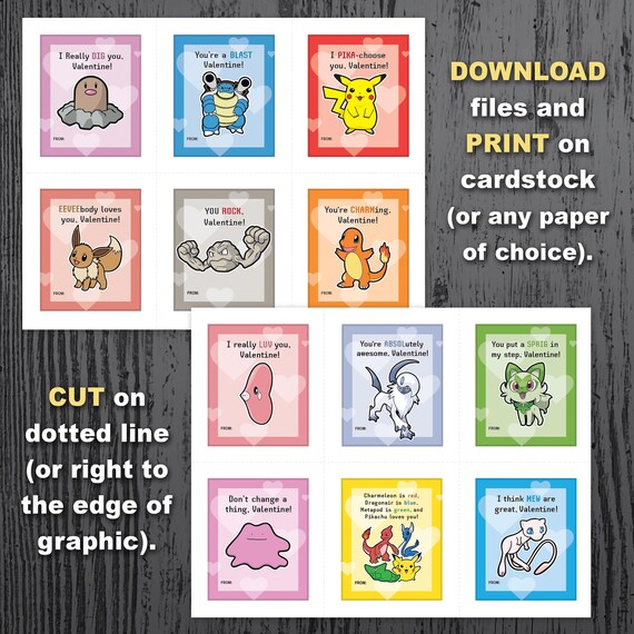 Printable Pokmon Valentine's Day Cards for Kids (instant Digital Download) - Etsy Printable Pokmon Valentine's Day Cards for Kids (instant Digital Download) - Etsy