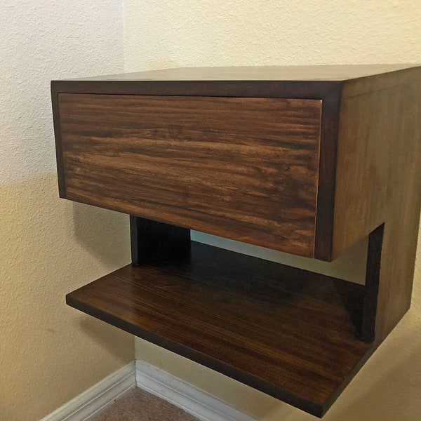 Single Drawer Floating Nightstand With a Secret Compartment