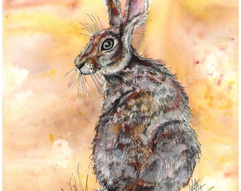 Hare painting, Hare art, Wildlife art, Hare Giclee Print, Hare watercolour, Hare, Bunny art, rabbit art, rabbit painting, rabbit print