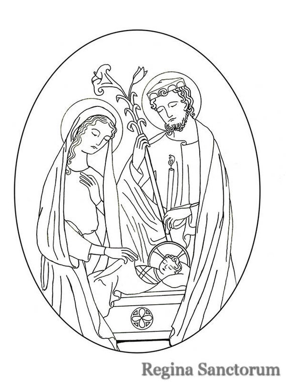 Catholic Holy Family Coloring Page Sketch Coloring Page