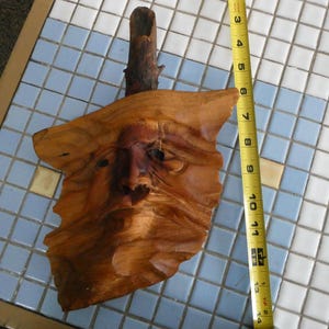 Vintage Folk Art Hand Carved Wizard Head Made of Wood 1970&#39;s Artist Not Known 12&quot; x  8&quot; Weighs 12 Ounces