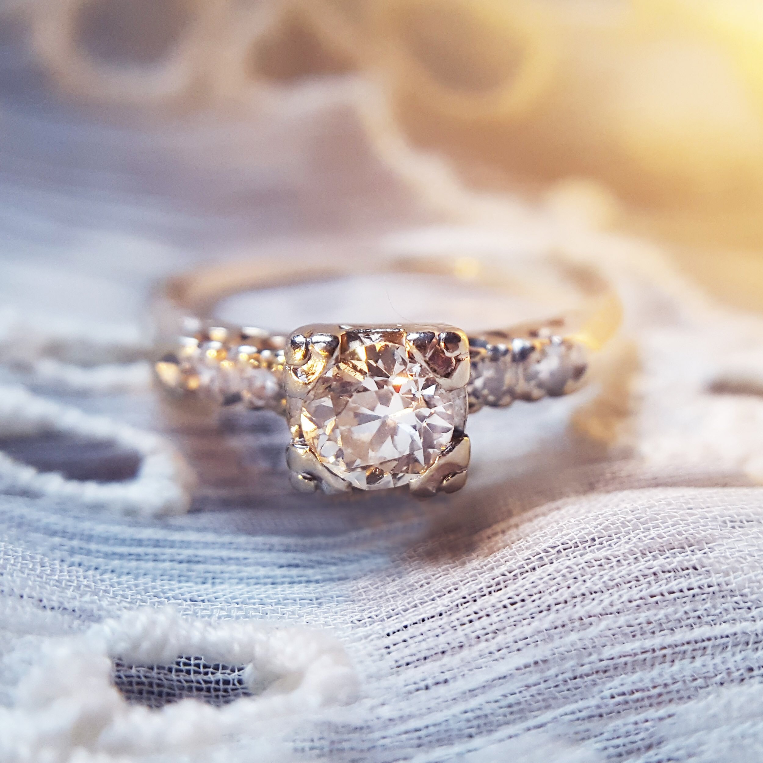 Marvelous Estate Vintage Solitaire Diamond Engagement Ring